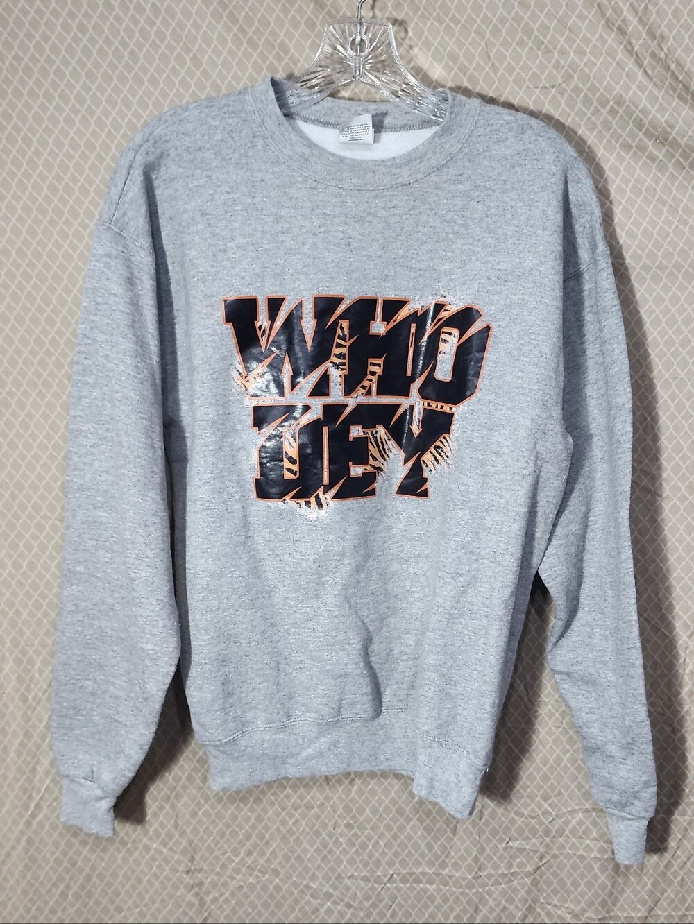 Who Dey Cincinnati Bengals Hanes Ecosmart Gray Sweatshirt Women's Small Used